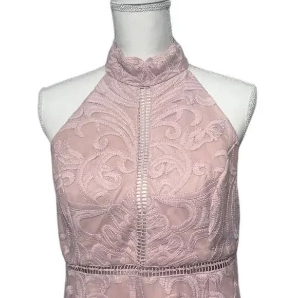 Bardot Hana Lace Halter Cocktail Dress in Soft Pink - Size L (10) - Picture 5 of 7